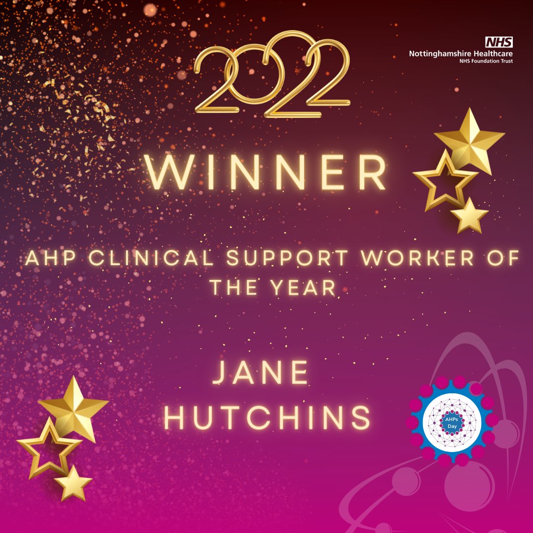 AHPsNottsHC's tweet photo. Congratulations to Jane Hutchins! A fabulous nomination for Jane's work role modelling alternative communication strategies to improve mealtimes for patients with dementia ensuring a calmer more positive experience #AwesomeAHPs #WeAreAHPs #AHPsDay #ProudToBeAHP @NottsHealthcare https://t.co/0LrEdUrF92