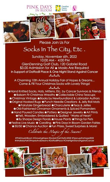LindaPDIB's tweet photo. DID I MENTION THERE'S A DOOR PRIZE?! With $3 admission to #PinkDaysInBloom's 10th annual holiday
sale & FUNdraiser in support of Daffodil Place, YOU COULD WIN $100 value in grocery cards! We can all use that! #SocksInTheCity2022 #TeacupsForHope2022 #GrowingHope https://t.co/hAs0LvF8i8