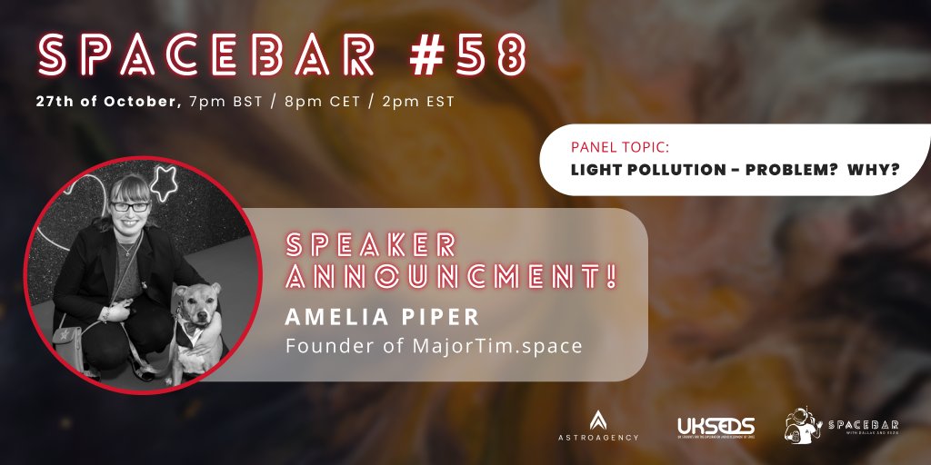 🚨Speaker Alert #SpaceBar #58! Join #STEM and #SpaceExploration educator 🎙️<a href="/AmeliaJanePiper/">Amelia Jane Piper</a>
with hosts <a href="/dallascampbell/">Dallas Campbell</a> and Dr. <a href="/SuzieImberSpace/">Suzie Imber</a>
📅 Thursday 27th October at 7pm BST
🎟️Bring your friends and grab your FREE tickets here: bit.ly/3wl3BPx