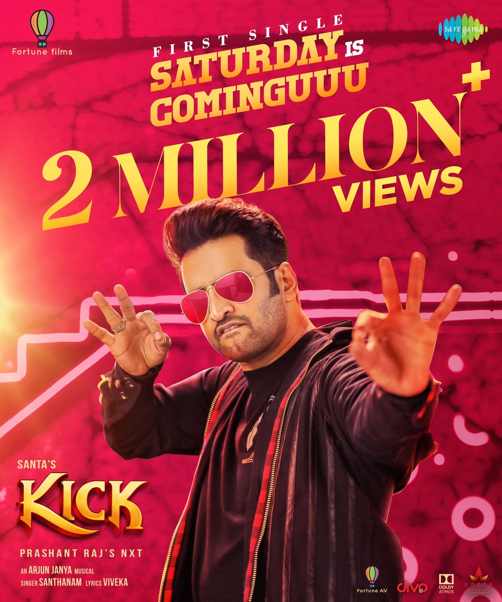 iamsrvvignesh's tweet photo. Vera Mari Thalaivaa 

That's a fantastic start - 2 Million Views in a day for #SaturdayIsCominguuu is from #Kick 🤞 New viral hit in town!

#KickFirstSingle https://t.co/XTp6XeotjY