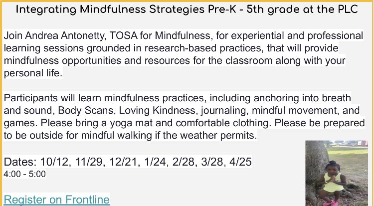 Andrea Antonetty (@andreaantonetty) on Twitter photo Integrating mindfulness in your professional and personal life is almost full, just five spots left. There is still time to register if you are interested. We start on Wednesday 10/12. <a href="/GreeceCentral/">Greece Central</a> <a href="/Gcsdmindfulness/">GCSDMindfulness</a> Integrating mindfulness in your professional and personal life is almost full, just five spots left. There is still time to register if you are interested. We start on Wednesday 10/12. <a href="/GreeceCentral/">Greece Central</a> <a href="/Gcsdmindfulness/">GCSDMindfulness</a>