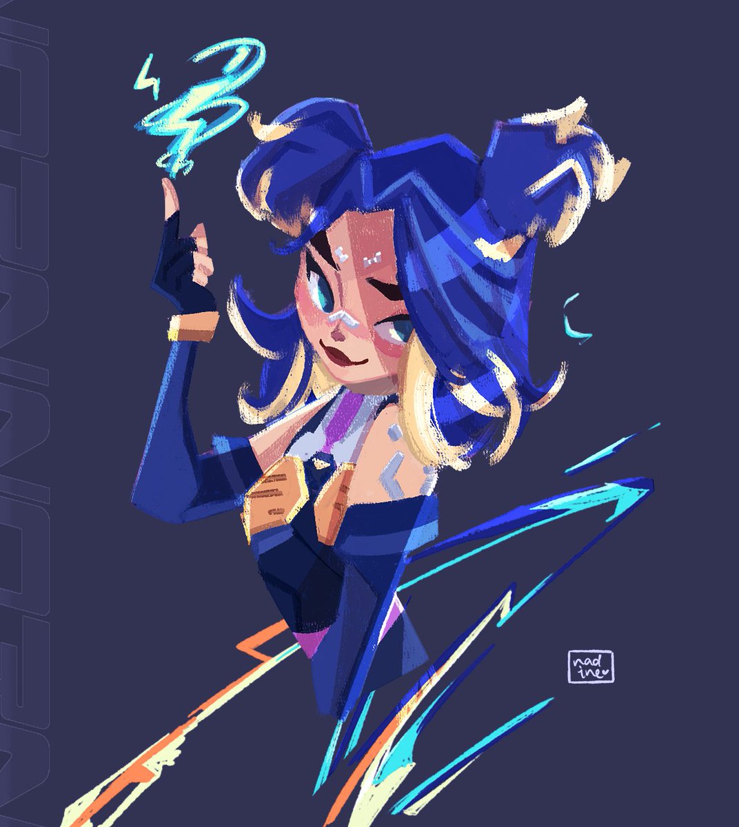 「im getting better at rendering HEHE neon」|nadine .•°🧀 stickercon day 1のイラスト