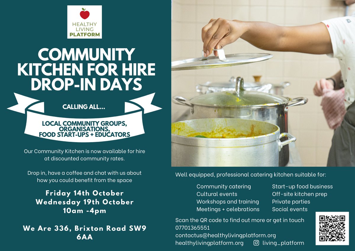 LivingPlatform's tweet photo. Friday plans sorted? Come check out our new Kitchen space just 10 minutes walk from central Brixton ๐ #kitchenforhire #communitykitchen #catering #localbusiness #localspaces https://t.co/m68v6ugBCd