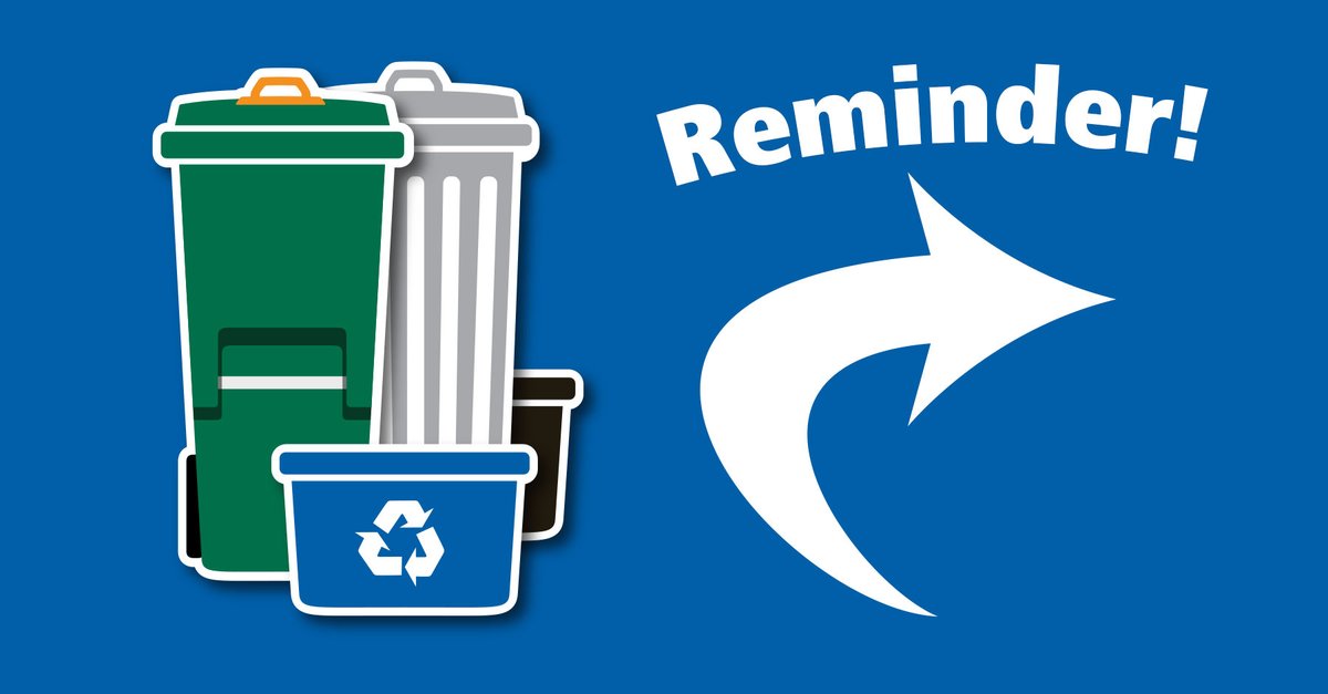Reminder: Due to Monday's holiday, all waste, green, blue and black bin collection will be delayed by a day for the rest of the week.