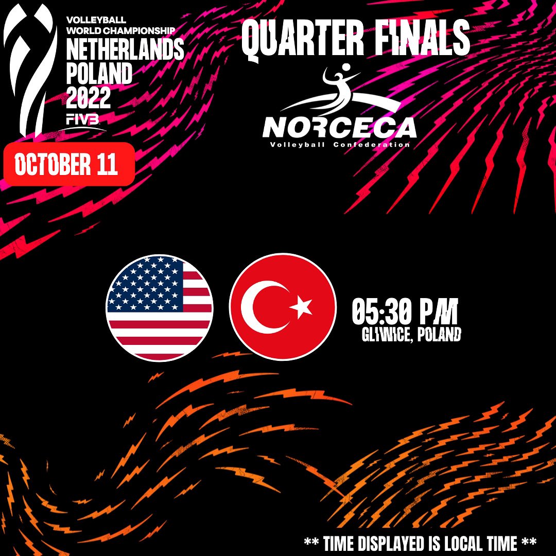 🔝Women’s World Championship @usavolleyball will face @TVForgtr 🇹🇷 in quarterfinals today! 📆 October 11 ⏰ Time Displayed is Local Time ℹ️ Volleyballworld 📺 Live On VBTV #norceca #electrifying2022 #WWCH2022 #volleyball #gobeyondyourlimits