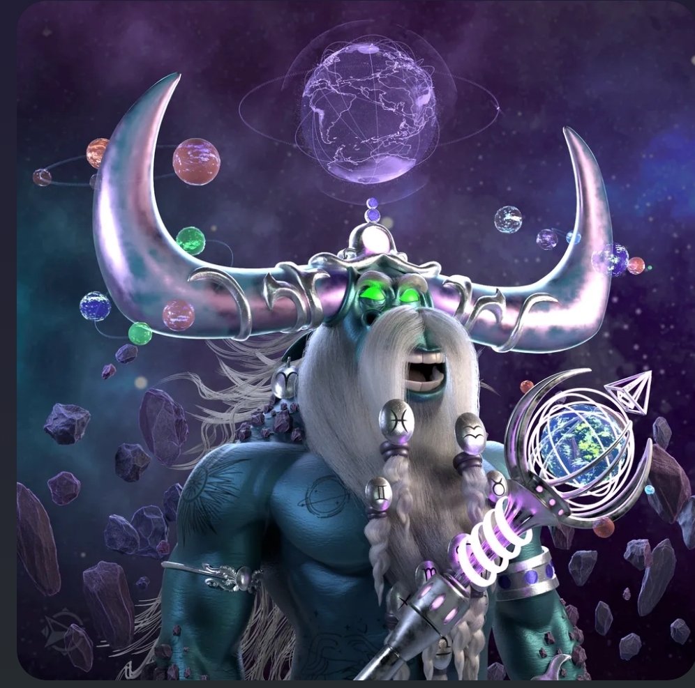 FlatoutDrinking's tweet photo. What am impressive God Bull. I just summoned this Galactic God with @BullsApesProj. The tokenomics game is full of twists &amp; turns. But check out the results, amazing utility. What a cracker! #Only500 #GetinQuick https://t.co/IhBDJrkvRT