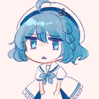 1girl solo hat blue hair blue eyes dress ahoge  illustration images