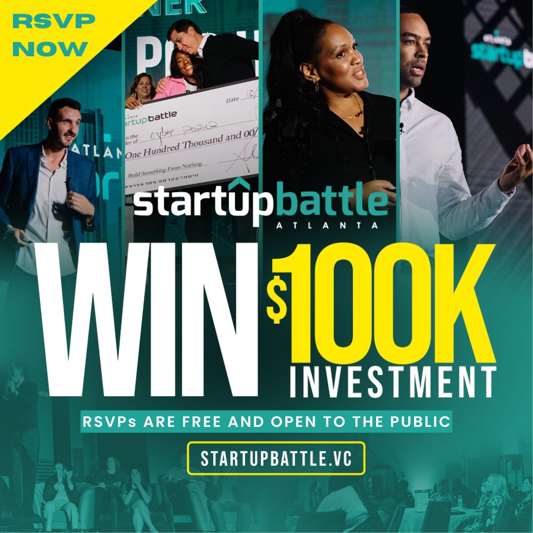 TechSquare's tweet image. ATTENTION all VCs, entrepreneurs, and tech enthusiasts‼️
RSVPs are NOW OPEN for our @StartupBattleVC 🚀
📍LIVE at @TheWoodruff on October 19th, following day one of @VentureAtlanta
(Entry does not include access to Venture Atlanta*)
RSVP:
eventbrite.com/e/427389903707