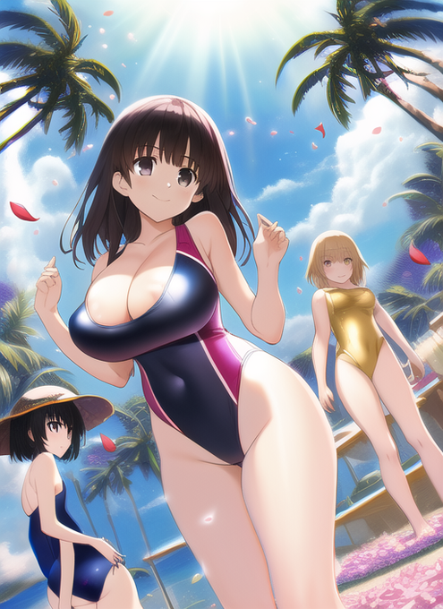 ほら、これなんかいかにも日本人が好きそうな画面彩度とエフェクト処理でしょう。

#NovelAI 