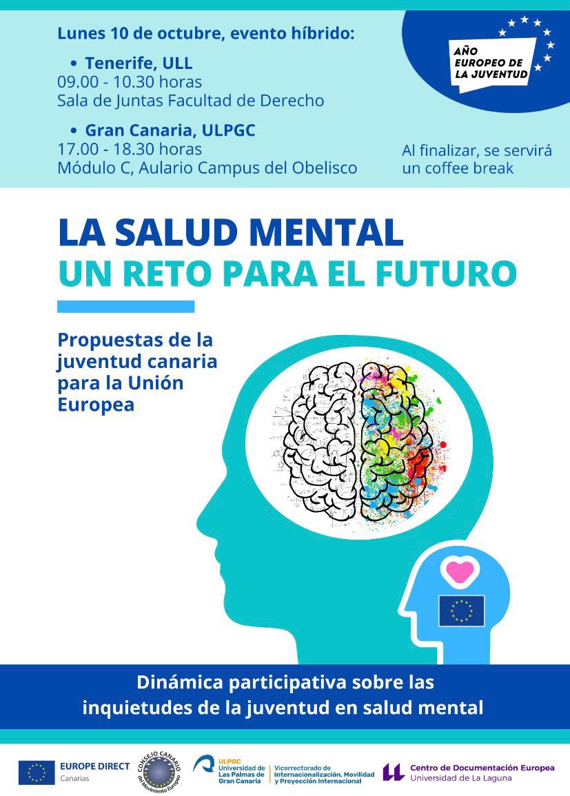 albaviera_f's tweet photo. La salud mental es un tema muy importante y serio de tratar. La verdad que ha sido una alegría que los alumnos de la ULPGC lo escogieran como tema principal para este evento híbrido donde se ha realizado una propuesta para la Unión Europea https://t.co/IoR43u75ra