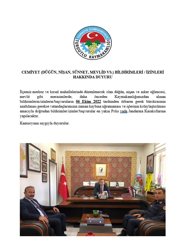 TurgtluKaymkmlk's tweet photo. CEMİYET (DÜĞÜN, NİŞAN, SÜNNET, MEVLİD VS.) BİLDİRİMLERİ / İZİNLERİ HAKKINDA DUYURU. @KapankayaSelami 

https://t.co/KlvgBGWnqM https://t.co/yo7IQ7yUQL