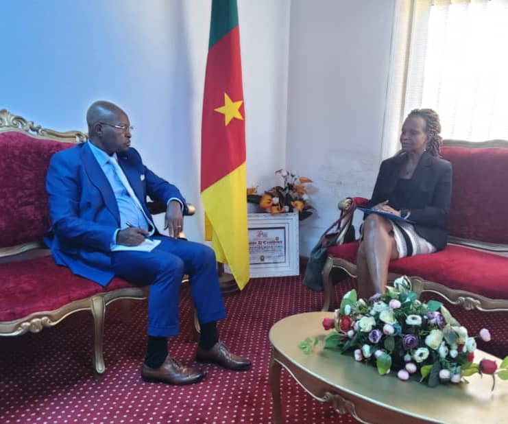 Le 06 octobre dernier, le Directeur Général du BUNEC a reçu en audience la Représentante de l'Unicef au Cameroun, Nadine Perrault. Une visite de travail qui s'inscrit dans le cadre d'une collaboration visant l'appui à l'amélioration du système national de l'état civil.