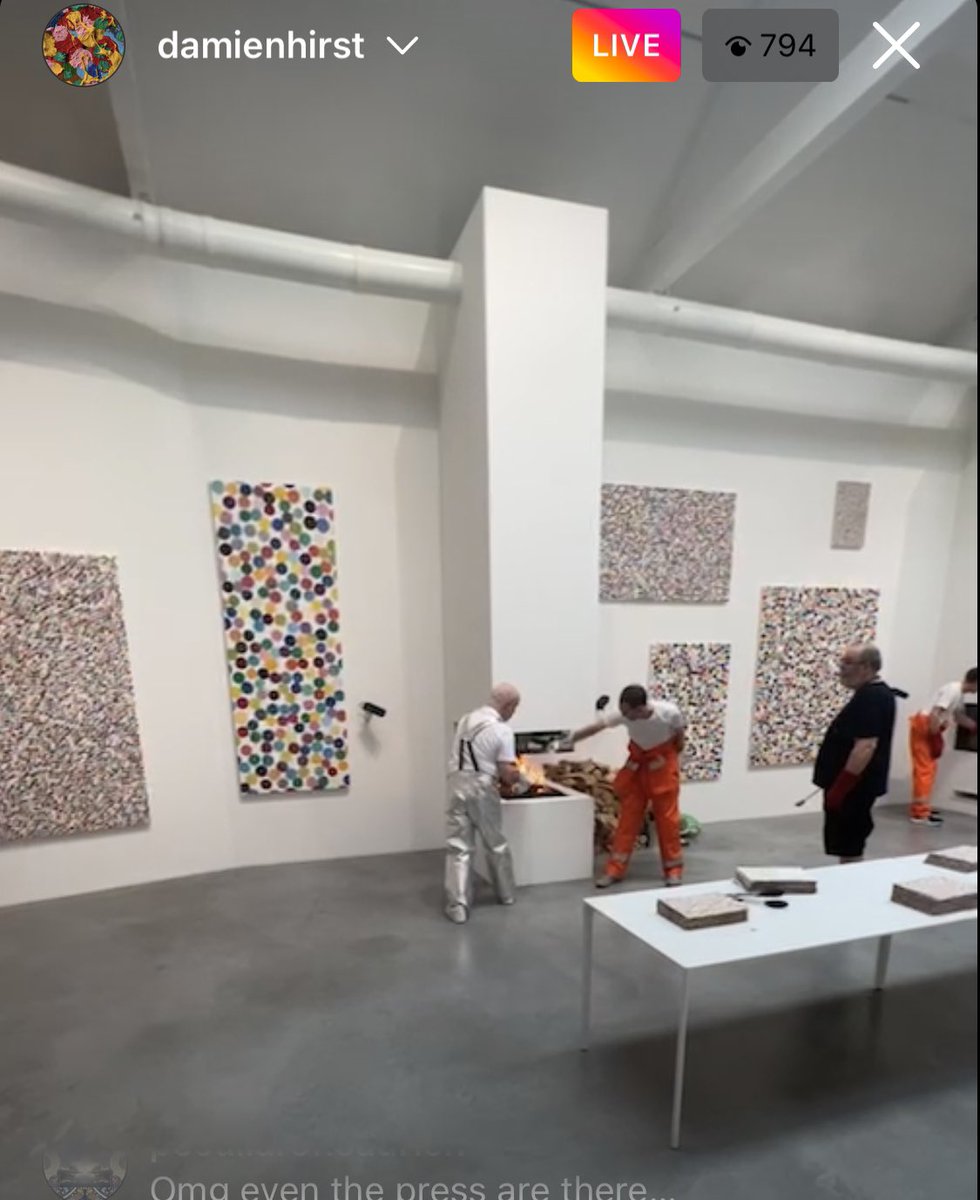 MichelleAbbs's tweet image. Gm ☕️ ☀️ 

Happening now @hirst_official burning his physical art
