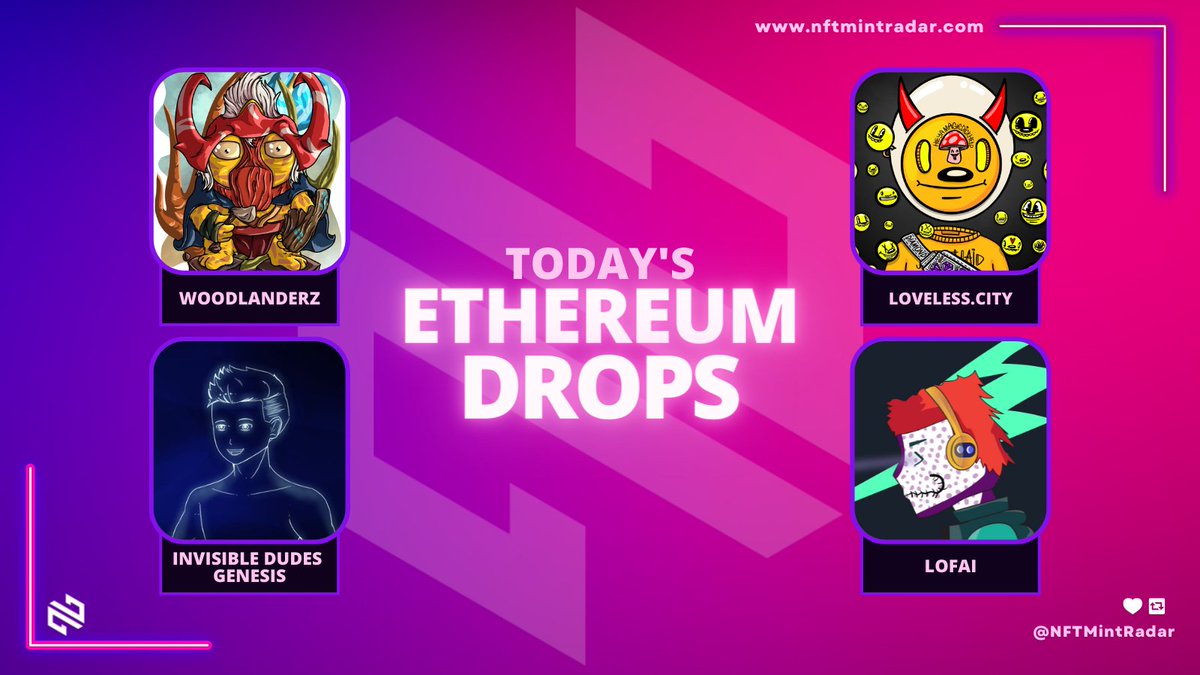 NFTMintRadar's tweet photo. 🔥Today's #Ethereum Mints🔥

🔹@woodlandrz | 0.049 ☰
🔹@loveless_city | 0.069 ☰
🔹@CustmArt | 0.09 ☰
🔹@LofAI_NFT | 0.03777 ☰

#NFT #NFTs #NFTdrops #NFTCommunity #ETH

Details➡️https://t.co/aN6G8O72x4 https://t.co/uuwiFTvd7d