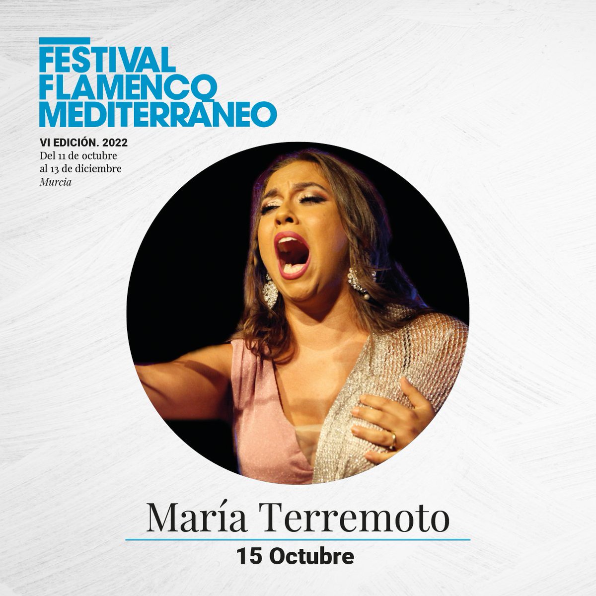 Mediterraneo_F's tweet photo. ¡Esta semana da comienzo el VI Festival Flamenco Mediterráneo! 💃🎶

María Terremoto será la primera artista del cartel en subir a los escenarios de Fundación Mediterráneo Murcia y Alicante.

👉 https://t.co/lTFPVS1Fo6 

#festivalflamenco #fundaciónmediterráneo #alicante https://t.co/7ULeE5Lq42