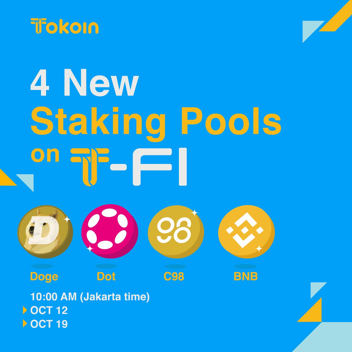TokoinGlobal's tweet image. 📣 SUPER EXCITING NEWS: NOT 1, NOT 2 BUT 4 NEW #STAKING POOLS ARE COMING ON T-Fi
And not to keep you curious longer, here is information about those pools: bit.ly/TokoinNewStaki… 

#TOKOIN $TOKO #BLOCKCHAIN #CRYPTO