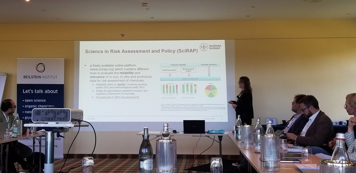 BarbaraHissa's tweet image. Interesting work presented by @pennynymark @karolinskainst about the Risk Assessment and Policy #SciRAPnano tool to investigate the reliability of in vitro toxicity studies of chemicals. #BeilsteinNanoinformatics