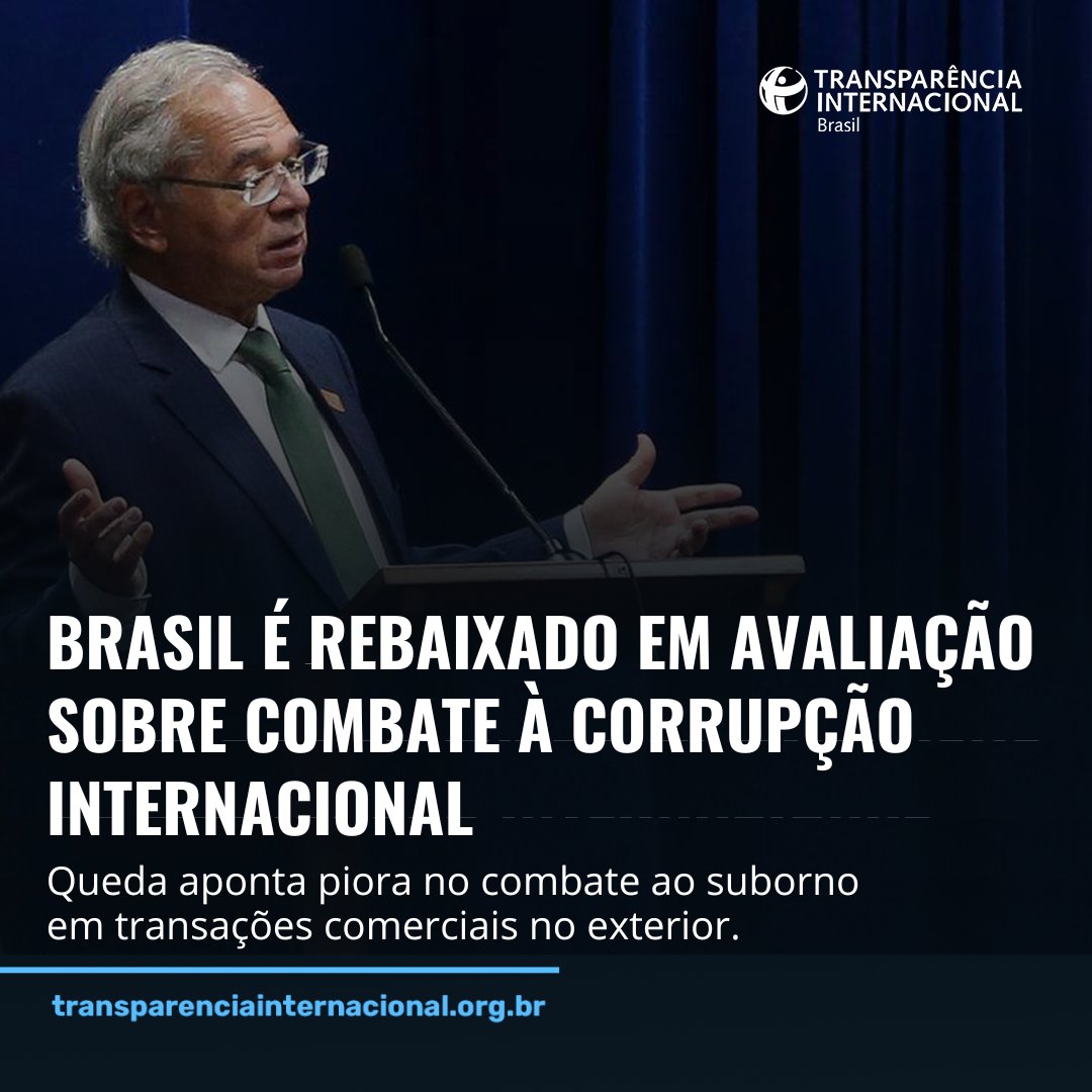 TI_InterBr's tweet photo. Mais uma marcha à ré do Brasil no combate à corrupção. 

País falha na implementação da Convenção Antissuborno da OCDE e tem seu desempenho rebaixado em avaliação global da @anticorruption.

Saiba mais: https://t.co/daIdCRQXh1 https://t.co/hwX8q6iVnt