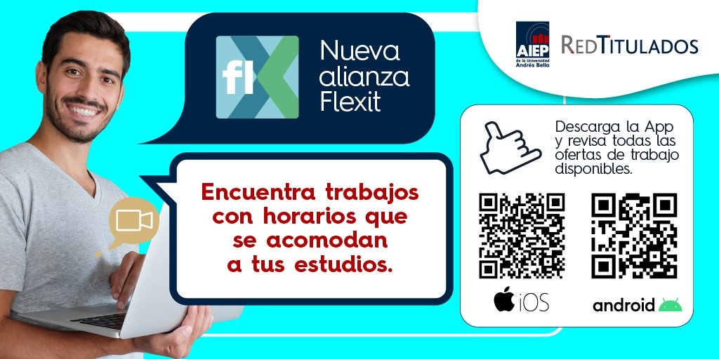 AIEP's tweet photo. ¿Quieres generar ingresos extras en tus tiempos libres? 🧐
Si eres #EstudianteAIEP súmate a Flexit, APP en la que podrás encontrar un trabajo de corto plazo con todos los beneficios de un contrato laboral. 💸
Disponible en Apple Store y Google Play.
→ https://t.co/B5mF6NLHaw https://t.co/K2hldWjO3U