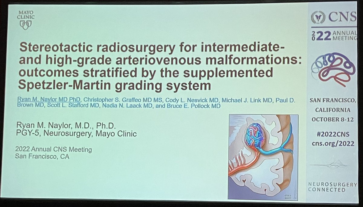 Mayo Clinic Neurovascular (@mcneurovasc) on Twitter photo Excellent talk by Dr. Naylor on SRS of medium and high-grade AVMs. <a href="/MayoNsgyRes/">Mayo Clinic Neurosurgery Residency</a> <a href="/MayoClinicNeuro/">Mayo Clinic Neuro</a> #CNS2022 Excellent talk by Dr. Naylor on SRS of medium and high-grade AVMs. <a href="/MayoNsgyRes/">Mayo Clinic Neurosurgery Residency</a> <a href="/MayoClinicNeuro/">Mayo Clinic Neuro</a> #CNS2022