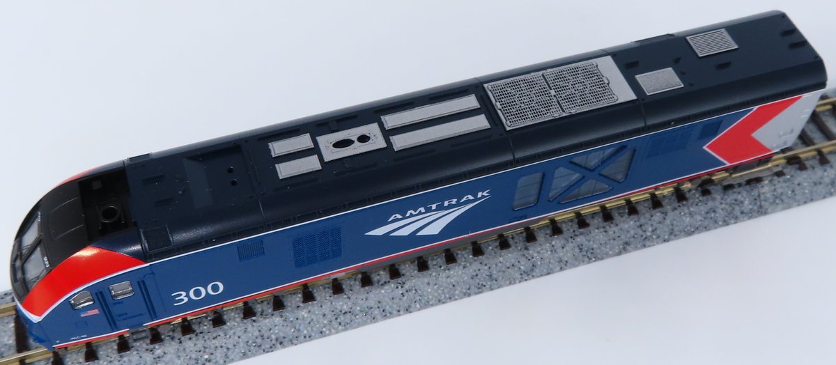 We have new sample photos of the upcoming N scale ALC-42 'Charger' engines in Amtrak's 'Day One' and Phase VI paint - look for these engines to hit store shelves this December! katousa.com/alc-42-charger/