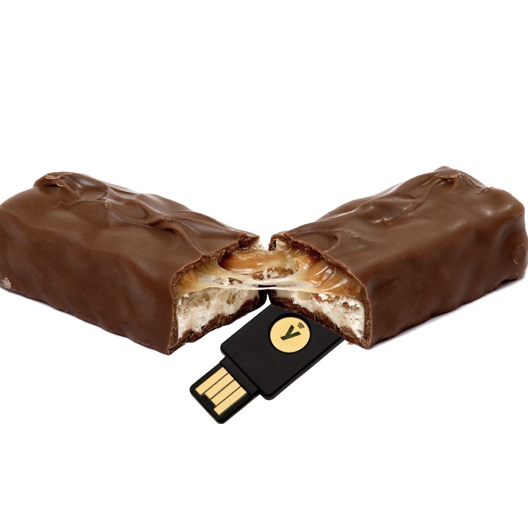 tweetsbyparker's tweet photo. 🚨PARENTS🚨 please check your kid’s halloween candy. there have been reports of yubikeys hidden in candy bars. people are sick! https://t.co/A2d91CTEfo