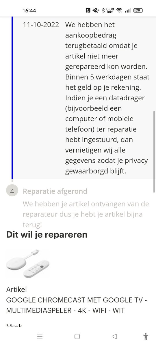 RoeffieF's tweet photo. @GoogleNL Gelukkig is de @bol_com #klantenservice wel goed. #chromecast https://t.co/qFDNQ27XAx