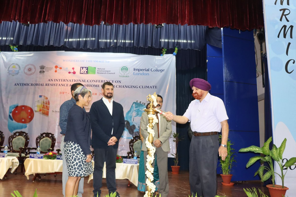 PondiUniVC's tweet photo. Prof.@GurmeetSinghVC inaugurated Intl. Conf. on "Antimicrobial Resistance &amp; Microbiome under changing climate" organised by Dept. of Microbiology &amp; Centre for Environment Policy &amp; Dept. of Infectious Disease and Immunity, Imperial College, London, U.K. on 11.10.2022 @ PU. https://t.co/CP2rzPiZ2K
