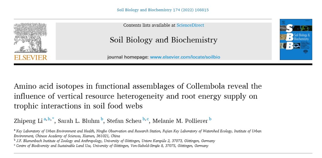 Interested in #Collembola, their trophic niches in #forest soils and influence of vertical resource heterogeneity? Want to know how they respond to deprivation of root-derived resource? Then we recommend the BExplo publication by Li, <a href="/bluhm_sl/">Sarah L. Bluhm</a> <a href="/MPollierer/">Melanie Pollierer</a> sciencedirect.com/science/articl…