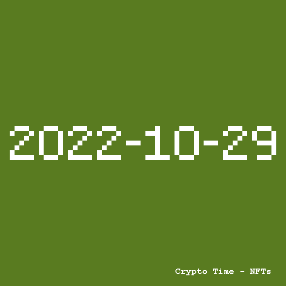 CryptoTimeNFTs's tweet photo. #2022-10-29  
Time, a single NFT per day on https://t.co/AykfhX8I56 
unique piece by the artist  @olivier_terral
OpenSea >>  https://t.co/mq20Ke2Qga 
#nft   #blockchain #nfts #collection #nftcommunity #drop  #pixelart  #nftcollector #ethereum #artoftheday #cryptoartist  #bitcoin https://t.co/SOsz8ClwgM
