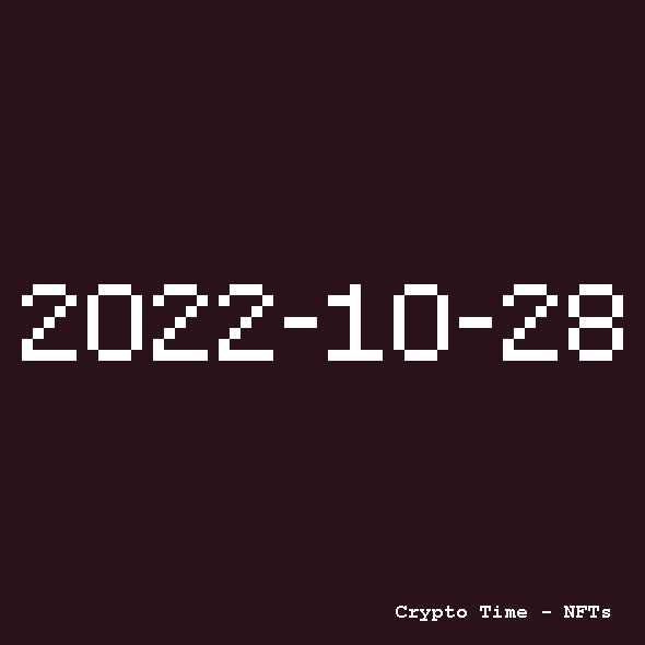 CryptoTimeNFTs's tweet photo. #2022-10-28  
Time, a single NFT per day on https://t.co/2IpthCOTwN 

unique piece by the artist  @olivier_terral
OpenSea >>  https://t.co/mq20Ke2Qga 

#nft  #blockchain #nfts #collection #nftcommunity #drop  #pixelart  #nftcollector #crypto #digitalart #art #cryptoart  #ethereum https://t.co/JDYo1QiY60