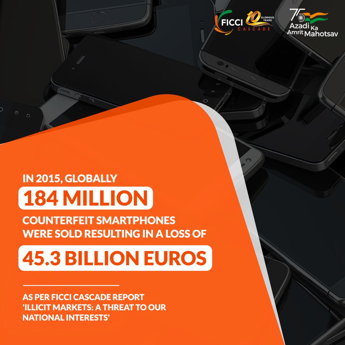 Cascadeglobal's tweet photo. As per @EU_IPO , counterfeit smartphones in 2015 accounted for 12.9% of the total sales.
Illicit Trade decelerates the economic progress & development. #LetUsStartNow to control the rising magnitude of Illicit Trade across the nation. https://t.co/HERQWUgSyv