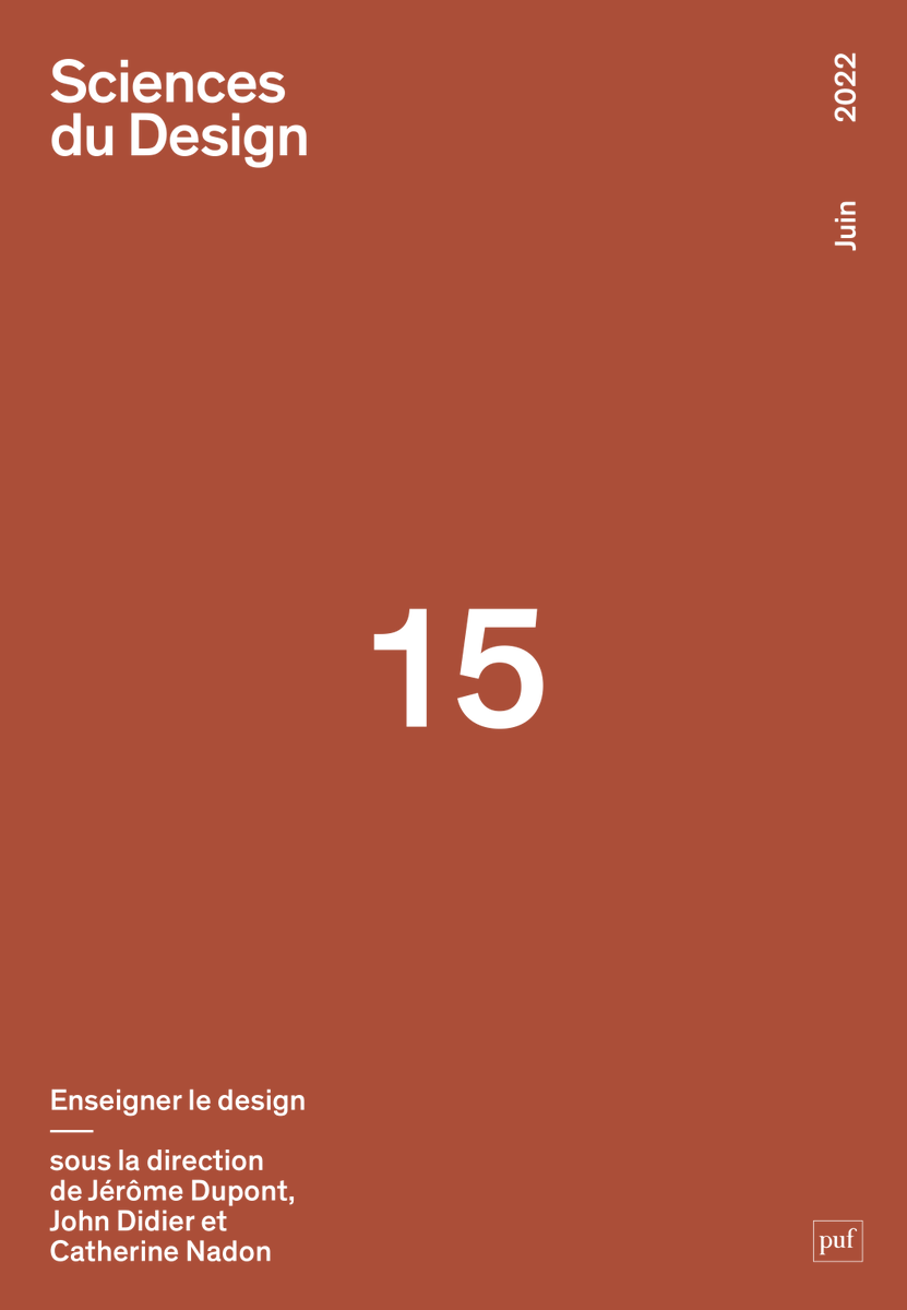 Le numéro 15 de Sciences du Design vient de paraître. Ce nouveau numéro aborde la thématique de l'enseignement du design et est intégralement accessible en ligne :cairn.info/revue-sciences…