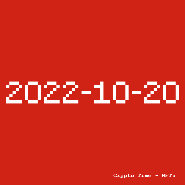 CryptoTimeNFTs's tweet photo. #2022-10-20  
Time, a single NFT per day on https://t.co/E9fW2gxEIO 

unique piece by the artist  @olivier_terral
OpenSea >>  https://t.co/mq20Ke2Qga 

#nft  #blockchain #nfts #collection #nftcommunity #drop  #pixelart  #nftcollector #crypto #digitalart #art #cryptoart  #ethereum https://t.co/qNYNAgpxaZ