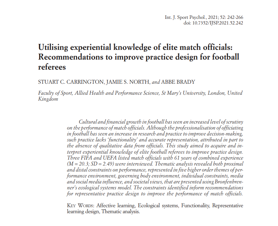 StuCarrington07's tweet photo. Delighted that my first article as lead author has been published and can be read here: https://t.co/NVxhBHfkk9
Thanks to @northy_boy & @AbbeBrady for their tremendous help and guidance! Onto the next one! #referee #representativetraining #experientialknowledge https://t.co/rsu31RClRM
