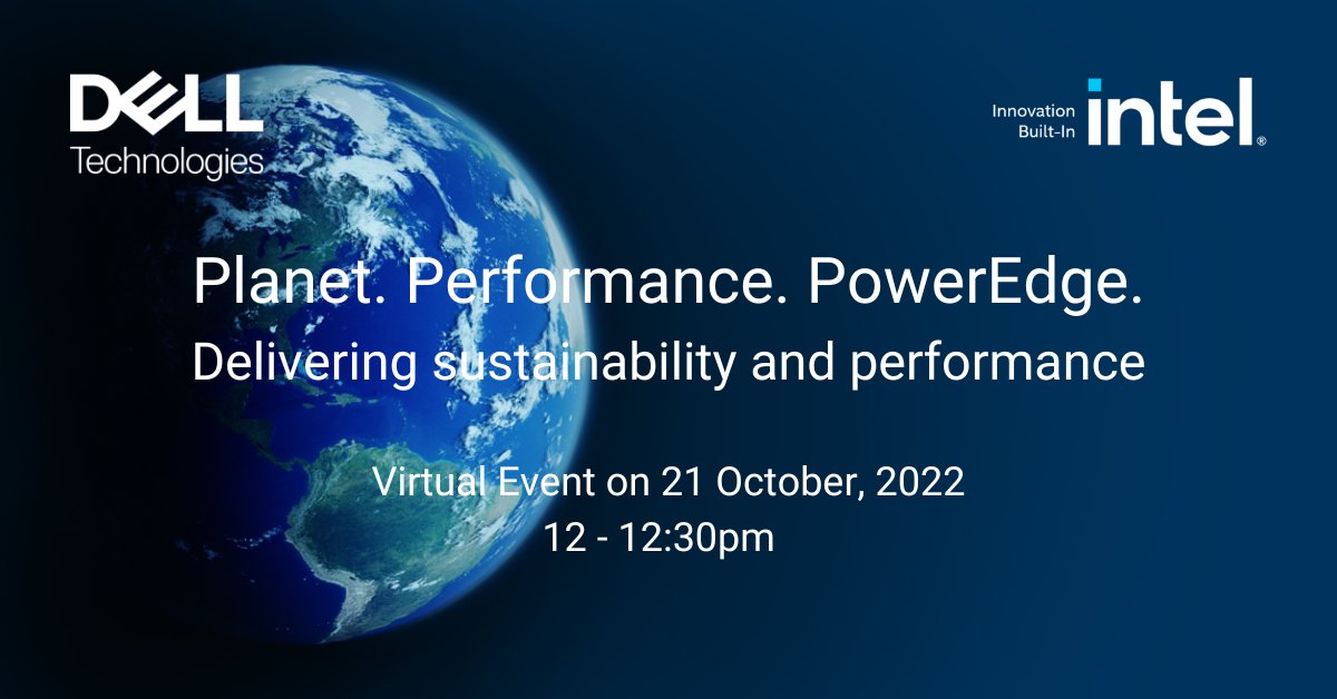 JackSimmondss's tweet photo. Is #sustainability part of your organisation’s goals? Find out on 21 October why our #PowerEdge servers are built with the future of our planet in mind and provide the high performance you need to grow your business. #SustainableServers https://t.co/WRt6TZnQ9p

#iWork4Dell https://t.co/3TMuRFToov