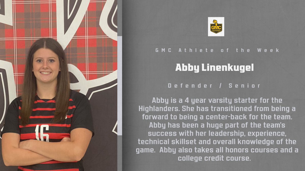 Congratulations to Abby Linenkugel (SR) for being named the GMC Athlete of the Week!