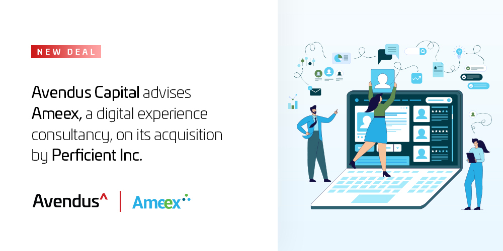 Avendus's tweet photo. 🔴#AvendusDealAlert: Happy to partner with @ameextechcorp, on its acquisition by @Perficient Inc. Ameex's end-to-end user experience offerings and its geographical footprint present an ideal strategic fit for Perficient. Know more - https://t.co/bnBPH8tjdm

 #DigitalExperience https://t.co/fBzSh4vp6z