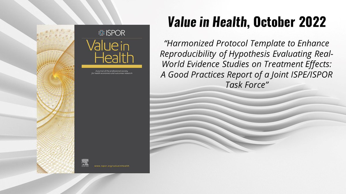 #ISPORnews: Global expert panel publishes new guidance on designing and conducting real-world evidence studies. This new Good Practices Report was developed by the Joint ISPE/ISPOR Task Force. #RWE #RWD #healthcare #ValueInHealth ow.ly/4xcZ50L3cCB