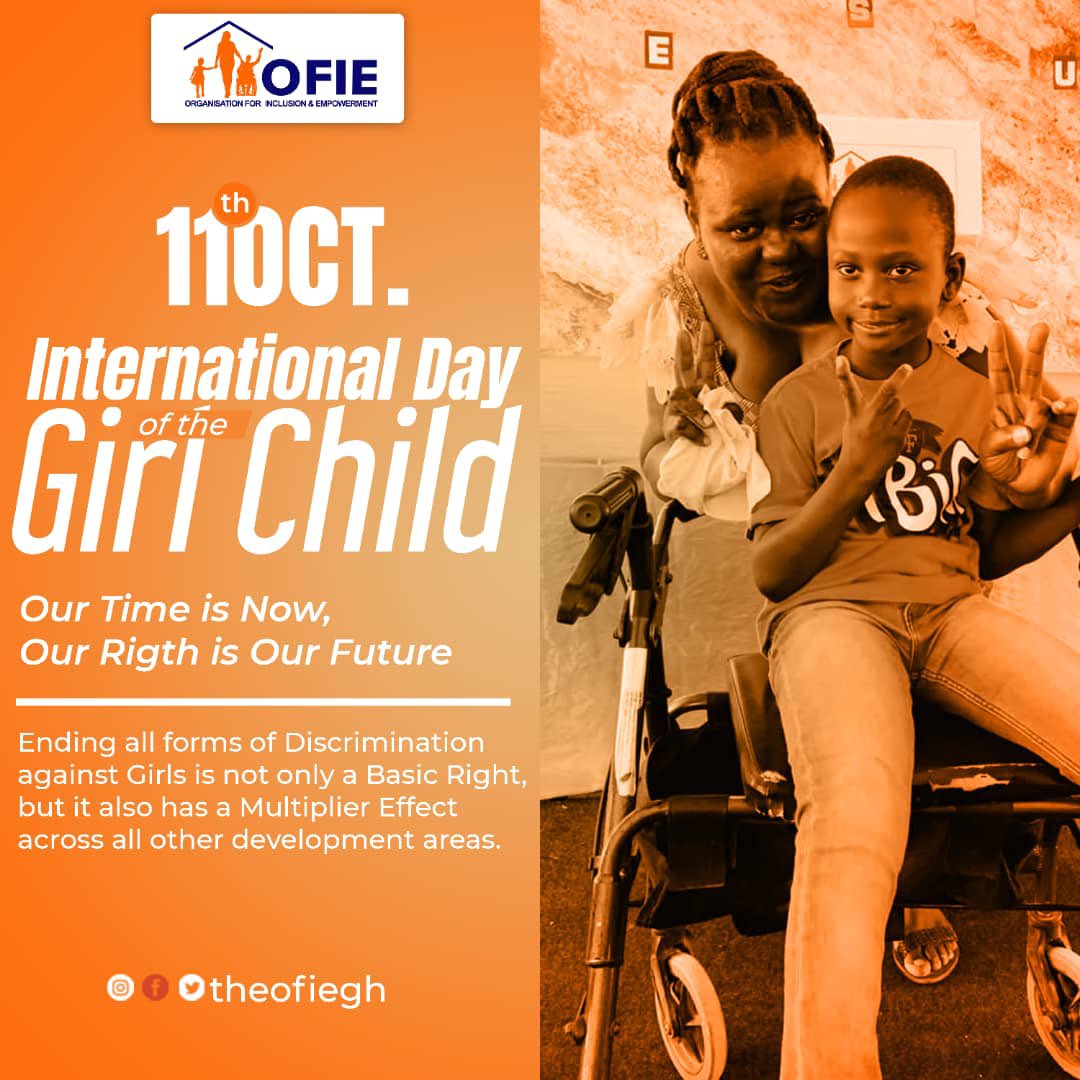 theofie_org's tweet photo. On International Day of the Girl Child, we remind ourselves that we all have a role to play in ensuring that girls, like boys, have #equalopportunities to do well. 

The time is now to make all needed #investments into girls' #empowerment, especially girls with #disabilities. https://t.co/x5zr2RBtq4