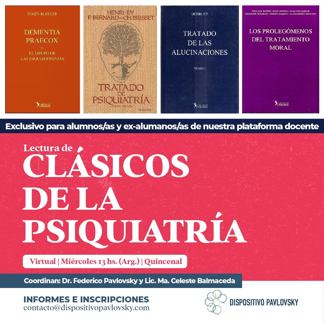 BalmacedaMariaC's tweet photo. Mañana 13 hs nos reunimos en este espacio de formación para leer y comentar el texto publicado en 1871 por el psiquiatra alemán alumno de K.L. Kahlbaum, Ewald Hecker: "La Hebefrenia. Contribución a la psiquiatría clásica."
@DispoPavlovsky
@FedericoPavlov4 https://t.co/CoMljFyExp