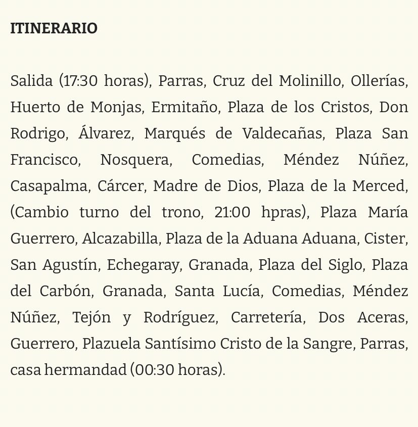 ‼️Horario e itinerario de la Procesión Extraordinaria de María Santísima del Amparo por su 75 aniversario⬇️
#CofradiasMLG