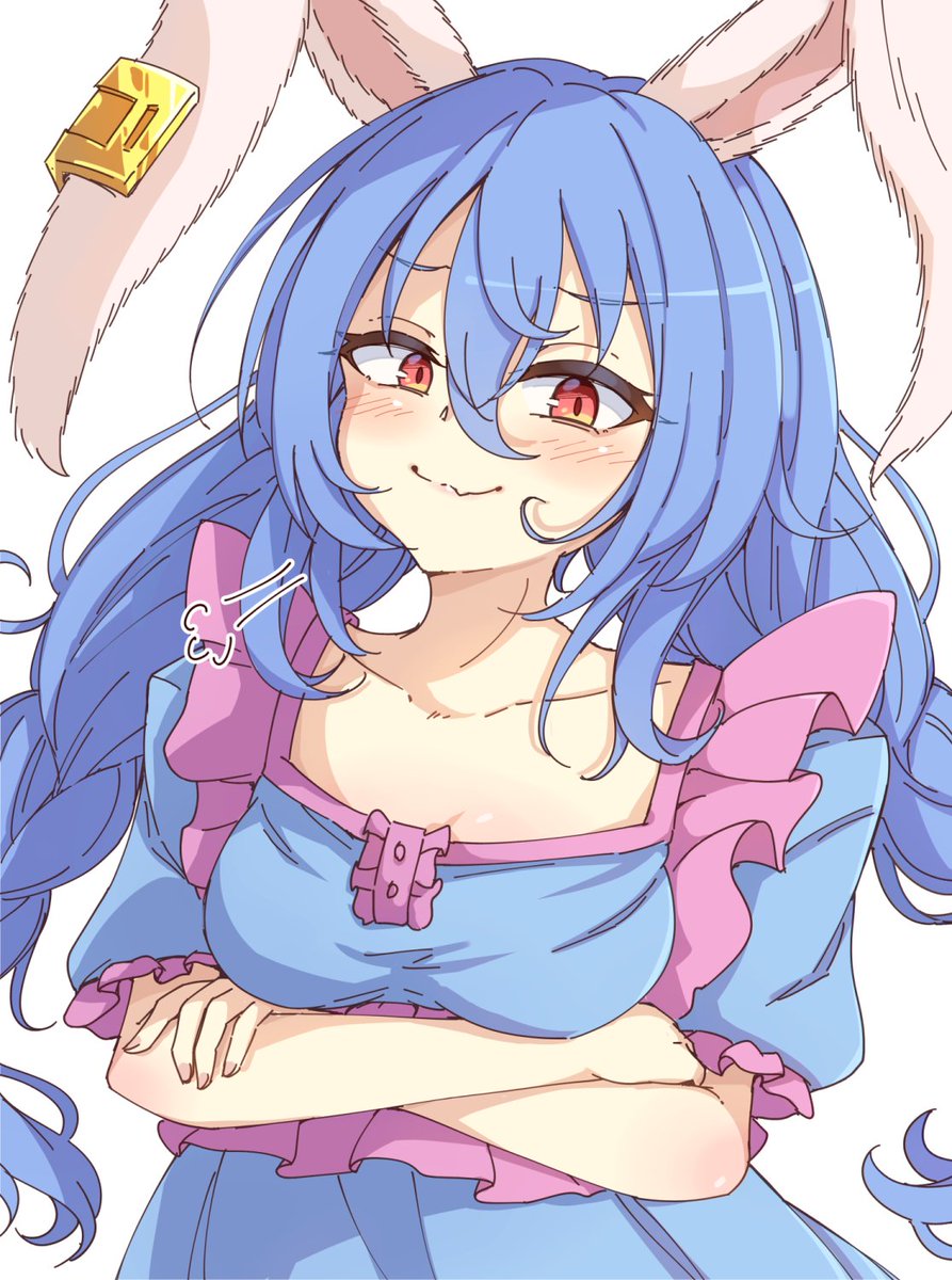 seiran (touhou) 1girl solo animal ears rabbit ears blue hair red eyes dress  illustration images