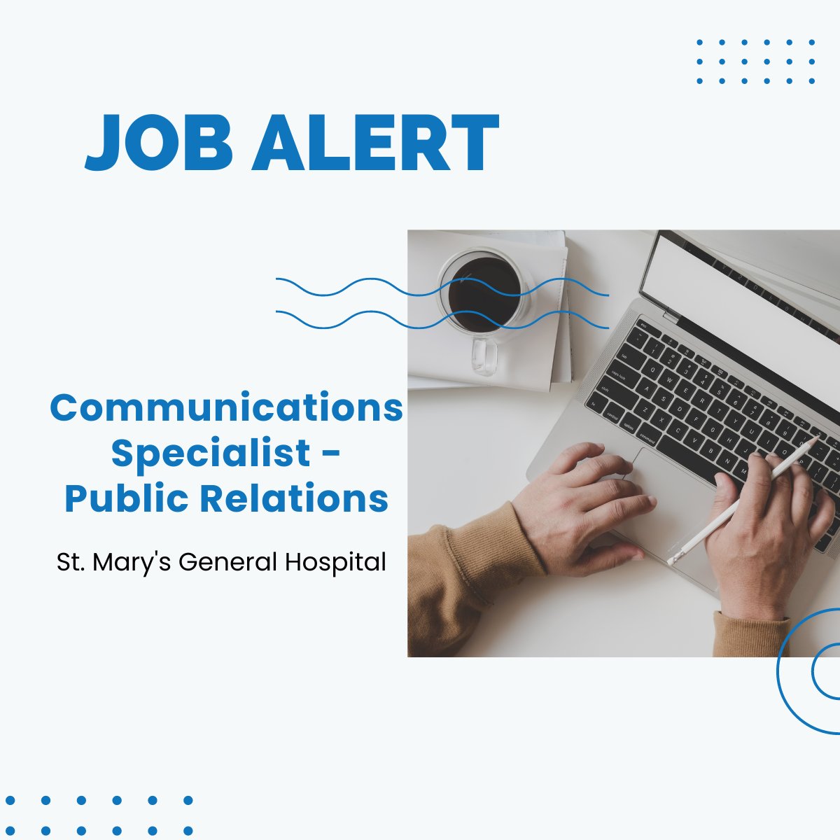iabcwaterloo's tweet photo. St. Mary's General Hospital is looking for a Communications Specialist - Public Relations to develop, deliver and measure innovative and effective communication plans that support the hospital's strategic priorities. 

Learn more: https://t.co/VrRtbFf8P6 https://t.co/6CY2MSC5Ua