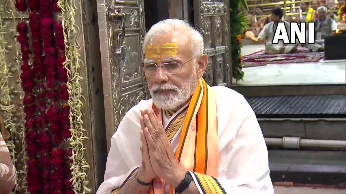 Prime Minister Narendra Modi offers prayers at Ujjain's Mahakal temple in Madhya Pradesh.