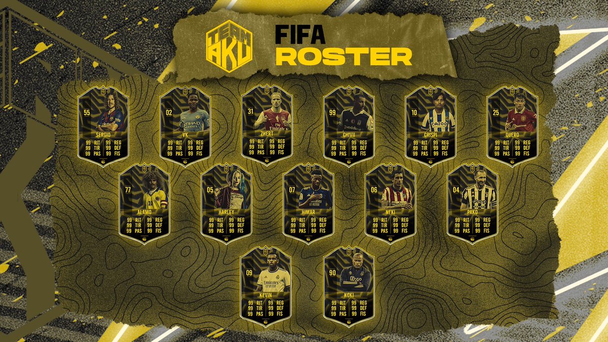 #Presentación #FIFA23  

¡¡Día grande!! Presentamos a nuestros muchachos de FIFA Tem: 2022/23

Ellos son:

@Queroo_19 
@dillom_cpro 
<a href="/Zhert31/">Zhert</a> 
<a href="/koki9077/">koki</a> 
<a href="/sergio_rodeee/">TtRodeee</a> 
<a href="/Pakobeato/">Pako Beato</a> 
<a href="/AnthonyAlamo7/">Alamo</a> 
@Kevin_kiee 
<a href="/ChiviiDantte/">...Mr.Dantte... Chiviinho 99</a> 
<a href="/ch_crispy/">CRISPY / ACHOKUBO</a> 
<a href="/Nekiopereitor/">Neki</a> 
<a href="/HimarJ/">Himar Jiménez.</a> 
<a href="/msharleyquinz5/">Harley Quinn</a>
