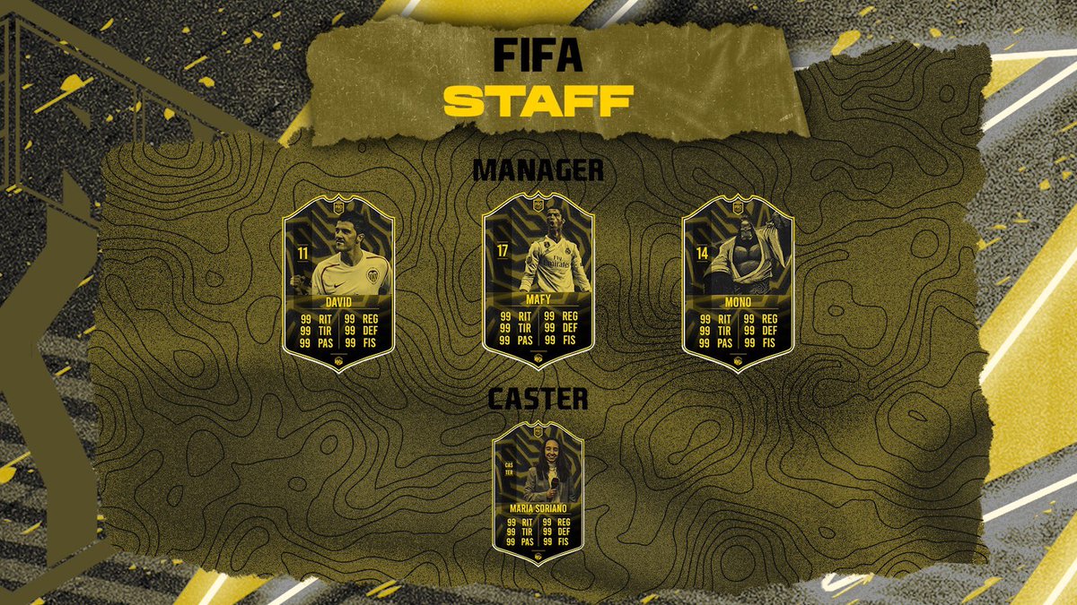 #Presentación #FIFA23 

Seguimos con más presentaciones!! 

El equipo de #Staff que estarán llevando las riendas del equipo serán: 

<a href="/MoNo_Vlc14/">GMK MONO 🐒</a> 
<a href="/DaRoDiXx/">David.R</a> 
<a href="/alias_mafy/">αʅιαʂ_ɱαϝყ ®</a>

Y <a href="/MSoriano20/">Maria Soriano💙</a> será nuestra #Caster