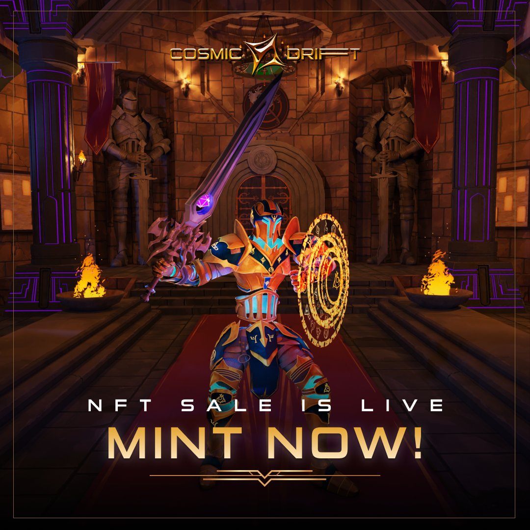 CosmicDriftGame's tweet image. 🚨CosmicDrift&apos;s first NFT sale is now live!🚨 
Our first drop is very limited so we suggest you get to minting immediately!🗡️
Link to mint page ➡️: bit.ly/3M4itIB
#nftsale #NFTLaunch #NFTmint #NFTminting #NFTmintalert #nftmarket #nftgiveaways #nft #mintday #nftgame #rpg
