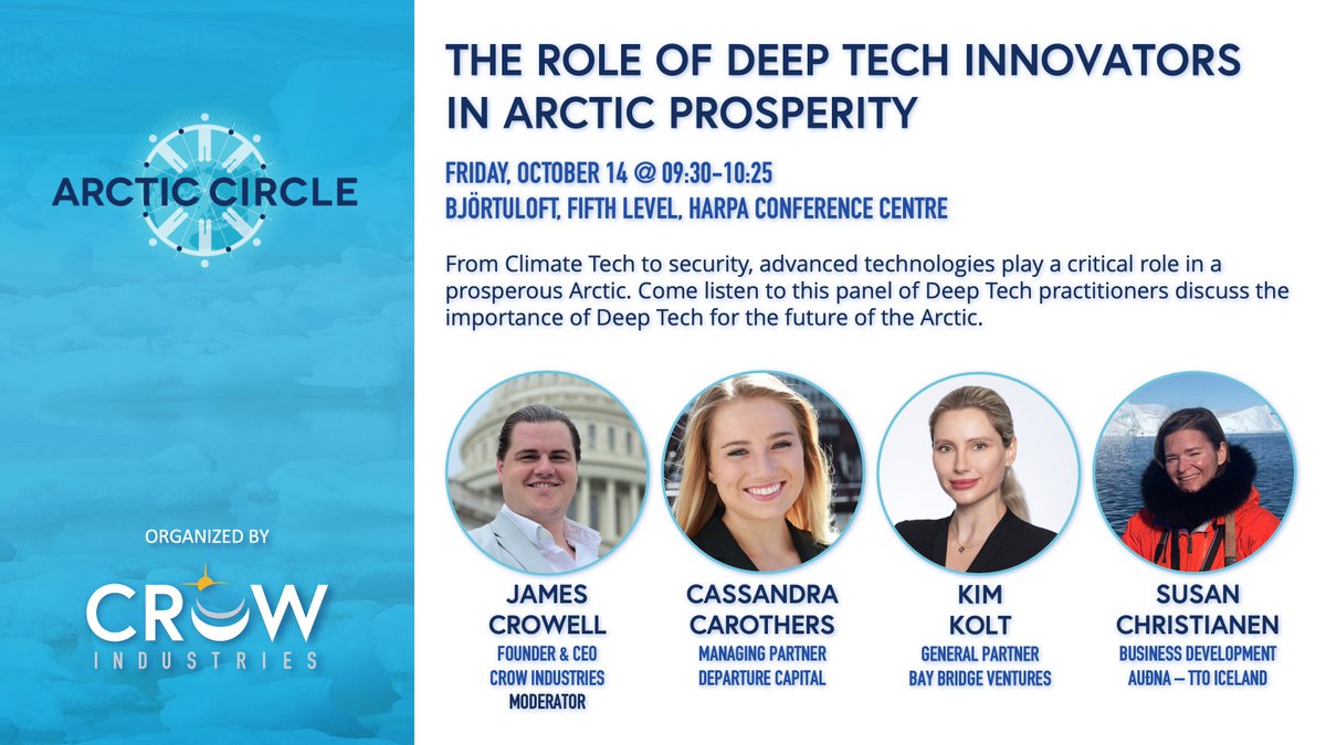 Crow Industries (@crow_industries) on Twitter photo Are you going to the <a href="/_Arctic_Circle/">Arctic Circle</a> Assembly in Reykjavík this week? Stop by our panel of deep tech all-stars to hear them discuss deep tech's role in the future of the Arctic. Moderated by our founder James Crowell!
#arctic #arcticcircle2022 #deeptech Are you going to the <a href="/_Arctic_Circle/">Arctic Circle</a> Assembly in Reykjavík this week? Stop by our panel of deep tech all-stars to hear them discuss deep tech's role in the future of the Arctic. Moderated by our founder James Crowell!
#arctic #arcticcircle2022 #deeptech