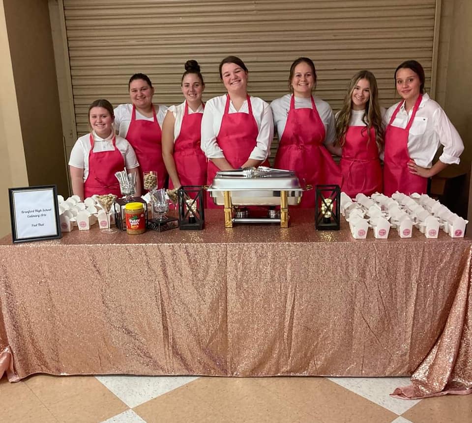 Branford High's Culinary program &amp; RTC's Cosmetology program participated in Florida Peanut Federation's Pink Peanut Soiree event Saturday for a fun evening of education &amp; awareness. Culinary students prepared Pad Thai for attendees &amp; Cosmetology students provided mini makeovers.